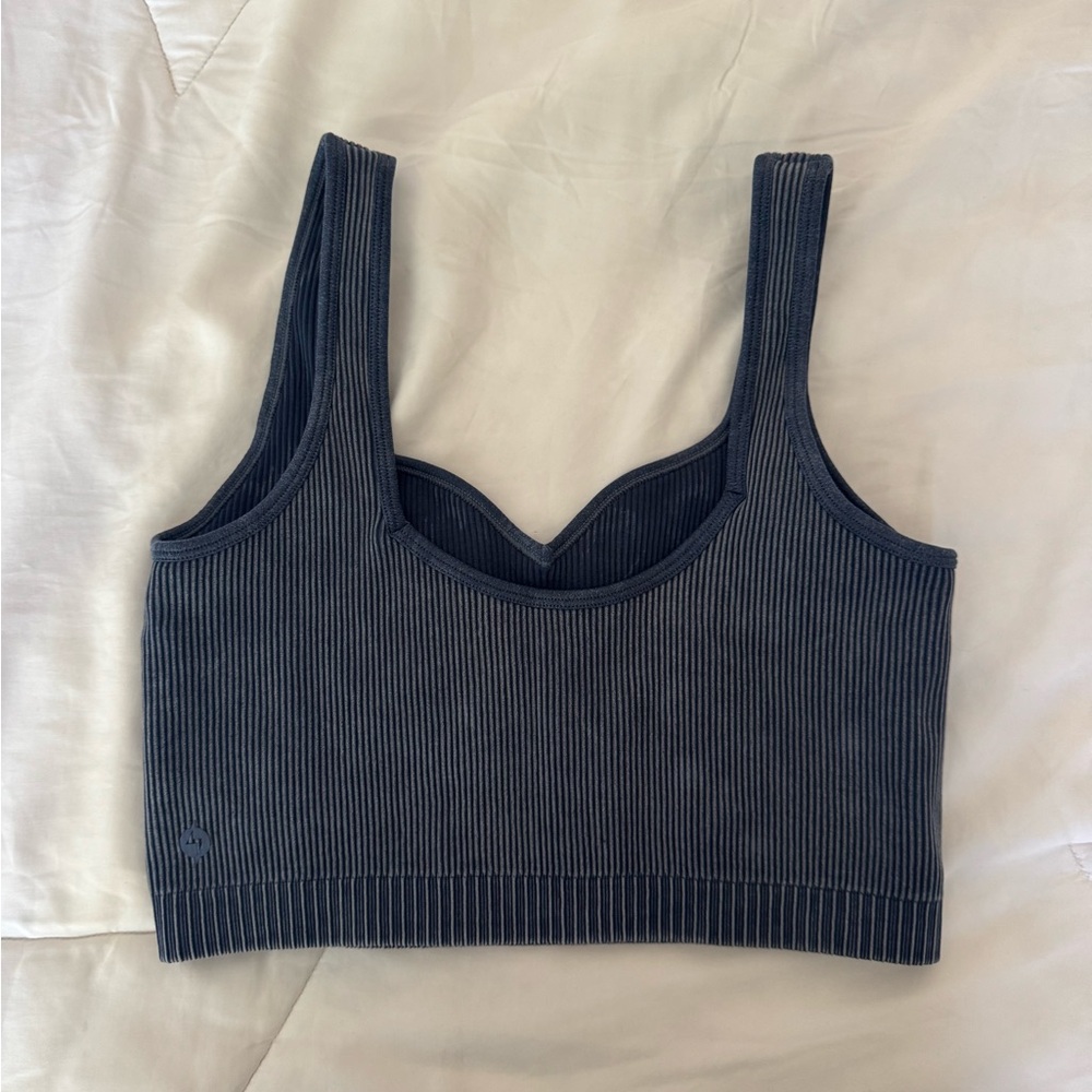 POPFLEX Blue Ribbed Crop Top - Picture 5 of 9